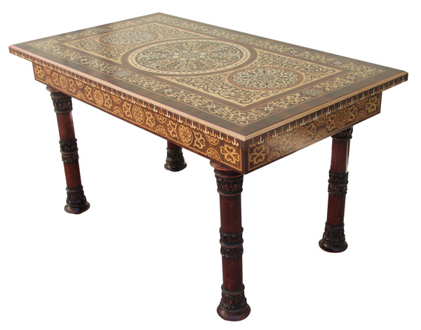 Masuta de ceai · Mobilier · 450 x 700 x 500 mm Masuta de ceai — lucrare din intarsie, furnire de lemn